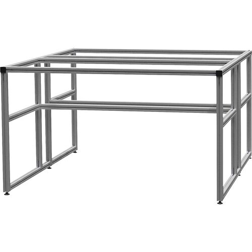 bedrunka hirth workalu® Aluminium-Werkbank, Grundgestell doppelseitig, Aluminium, 4-Fuß, BxH 1250 x 850 mm