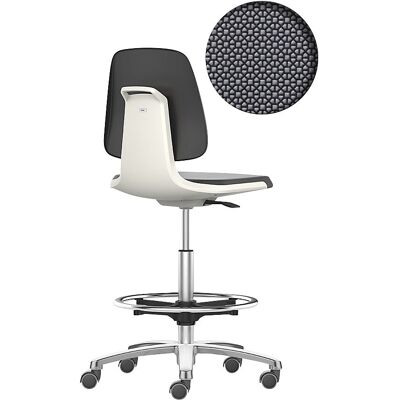 bimos Arbeitsdrehstuhl LABSIT, Hochstuhl mit Sitz-Stopp-Rollen und Fußring, Sitz Supertec, weiß bimos Arbeitsdrehstuhl LABSIT, Hochstuhl mit Sitz-Stopp-Rollen und Fußring, Sitz Supertec, weiß