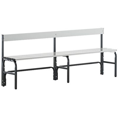 Sypro Aluminium Umkleidebank mit Rückenlehne - Mittelhöhe Sypro Aluminium Umkleidebank mit Rückenlehne - Mittelhöhe