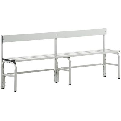 Sypro Hellgraue Aluminium-Schließfachtisch mit Rückenlehne - Bank Sypro Hellgraue Aluminium-Schließfachtisch mit Rückenlehne - Bank