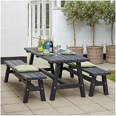 Kaiser Outdoor Sitzgruppe - Tisch & 2 Bänke - Schwarz Kaiser Outdoor Sitzgruppe - Tisch & 2 Bänke - Schwarz