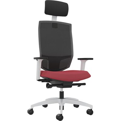 Dauphin Bürodrehstuhl JUST EVO MESH, mit Netzrückenlehne, weiß, chilirot, mit Kopfstütze Dauphin Bürodrehstuhl JUST EVO MESH, mit Netzrückenlehne, weiß, chilirot, mit Kopfstütze