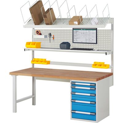 eurokraft pro Werkbank mit Systemaufbau Serie 7000, mit Systemaufbau 7, BxT 2000 x 900 mm eurokraft pro Werkbank mit Systemaufbau Serie 7000, mit Systemaufbau 7, BxT 2000 x 900 mm