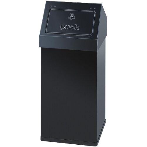 Abfallbehälter, Aluminium, mit Push-Deckel, Volumen 55 l, BxHxT 300 x 770 x 300 mm, schwarz kaiserkraft