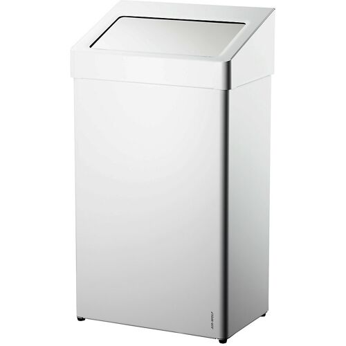 AIR-WOLF Mülleimer, Edelstahl, mit Klappdeckel, Volumen 60 l, BxHxT 400 x 726 x 258 mm, weiß pulverbeschichtet
