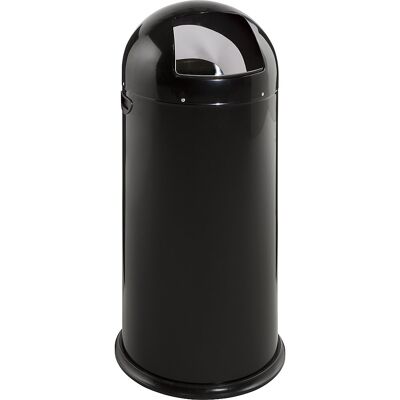 VAR Push-Mülleimer, Stahl, selbstschließend, tiefschwarz, 52 l, Höhe 890 mm VAR Push-Mülleimer, Stahl, selbstschließend, tiefschwarz, 52 l, Höhe 890 mm