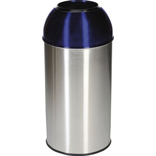 Probbax Edelstahl-Abfallsammler, Volumen 40 l, BxHxT 350 x 740 x 350 mm, Deckel blau