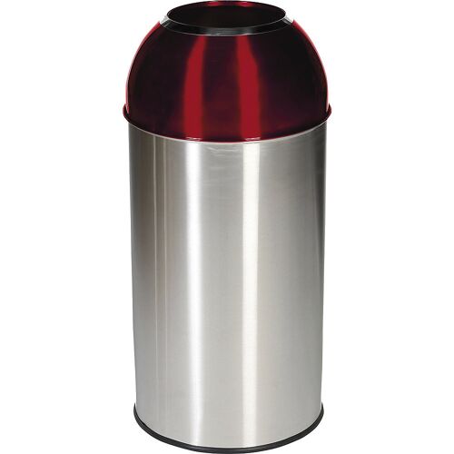 Probbax Edelstahl-Abfallsammler, Volumen 40 l, BxHxT 350 x 740 x 350 mm, Deckel rot