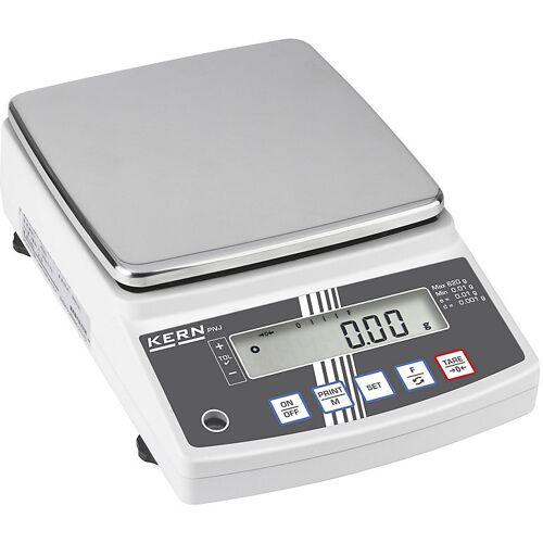KERN Präzisionswaage, Justierautomatik, eichfähig, Wägebereich bis 12 kg, Ablesbarkeit 0,1 g, Wägeplatte 190 x 190 mm