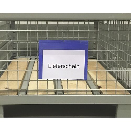 Beschriftungstaschen mit Aufhängelochung, Querformat DIN A5, mit Schutzklappe, blau, VE 50 Stk, ab 2 VE kaiserkraft