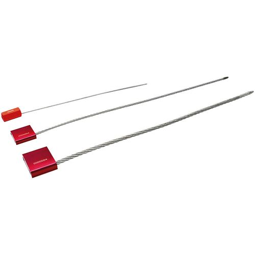 ratioform Drahtseilplombe, Stahl, rot, Außenlänge 380 mm, ab 10 Stk