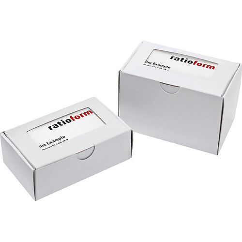 ratioform Faltschachtel aus Vollpappe, 400 g/m², mit Fenster, VE 100 Stk, Innenmaße 95 x 60 x 33 mm