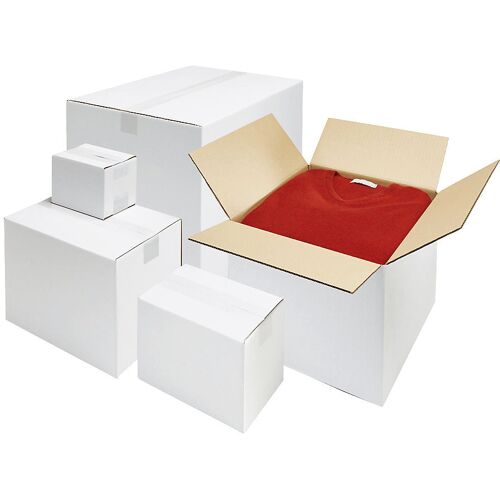 ratioform Wellpapp-Faltkarton, weiß, LxBxH 350 x 250 x 250 mm, 2-wellig, DIN C4+, ab 50 Stk