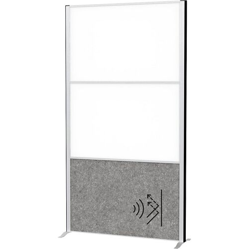 MAUL Stellwandsystem MAULconnecto, 2x Whiteboard, 1x Akkustik, weiß/dunkelgrau, ohne Rollen