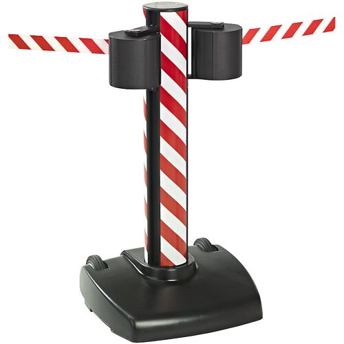 Gurtabsperrung, mobil, mit 2 x 22 m Gurtbändern, Gurtfarbe Rot / Weiß kaiserkraft