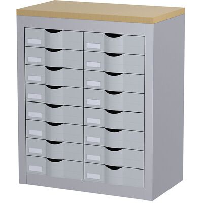 Paperflow Sortierstation, mit Schubladen, 2 Reihen, 16 Schubladen, alufarben Paperflow Sortierstation, mit Schubladen, 2 Reihen, 16 Schubladen, alufarben