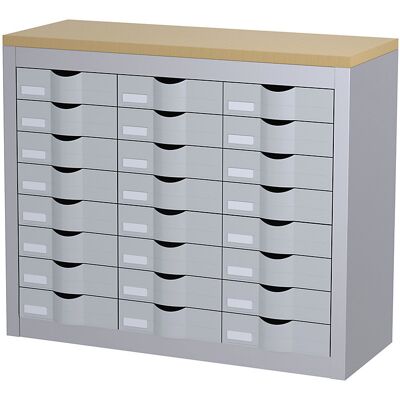 Paperflow Sortierstation, mit Schubladen, 3 Reihen, 24 Schubladen, alufarben Paperflow Sortierstation, mit Schubladen, 3 Reihen, 24 Schubladen, alufarben