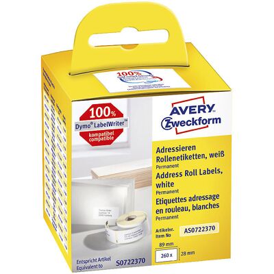 Kaiserkraft Adress- und Versand-Rollenetiketten - 28x89mm, Weiß, 260 Stk Kaiserkraft Adress- und Versand-Rollenetiketten - 28x89mm, Weiß, 260 Stk