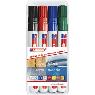 Permanentmarker edding® 3000, Strichstärke 1,5 - 3 mm, Set, farbig sortiert, ab 20 Stk kaiserkraft Permanentmarker edding® 3000, Strichstärke 1,5 - 3 mm, Set, farbig sortiert, ab 20 Stk kaiserkraft