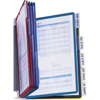 DURABLE Wandhalter-Komplett-Set, 10 Klarsichttafeln DIN A4, mit Aufsteckreitern, VE 2 Stk DURABLE Wandhalter-Komplett-Set, 10 Klarsichttafeln DIN A4, mit Aufsteckreitern, VE 2 Stk