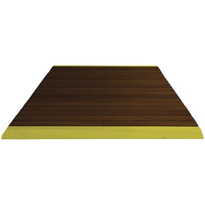 Miltex Holzlaufrost Yoga dunkel gebeizt, pro lfd. m, mit Anschrägung, inkl. gelber Auffahrkanten, Breite 1200 mm Miltex Holzlaufrost Yoga dunkel gebeizt, pro lfd. m, mit Anschrägung, inkl. gelber Auffahrkanten, Breite 1200 mm