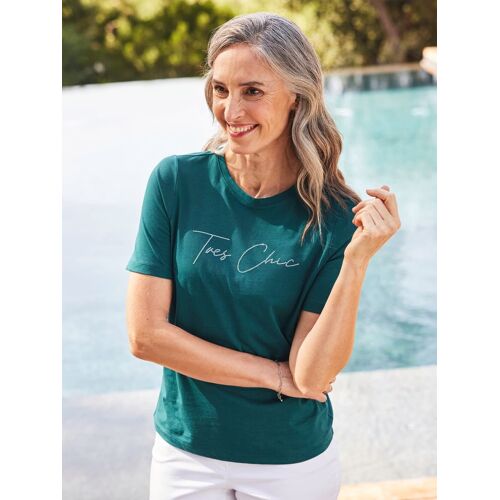 Avena Glitzershirt Urlaubsgrüße - Petrol - female - Size: 38