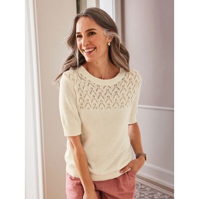 Avena Kurzarm-Pullover Sommerleicht - Offwhite - female - Size: 40 Avena Kurzarm-Pullover Sommerleicht - Offwhite - female - Size: 40