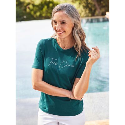 Avena Glitzershirt Urlaubsgrüße - Petrol - female - Size: 40 Avena Glitzershirt Urlaubsgrüße - Petrol - female - Size: 40