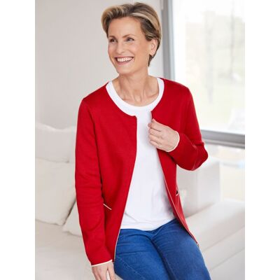 Avena Strickjacke Farbkontrast - Rot - female - Size: 46 Avena Strickjacke Farbkontrast - Rot - female - Size: 46