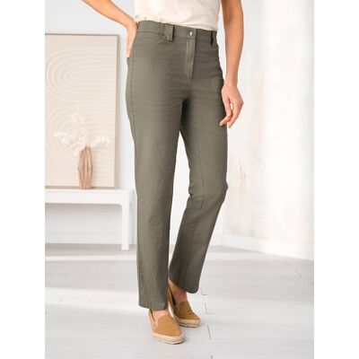 Avena Urlaubshose Baumwoll-Leinen-Mix - Khaki - female - Size: 20 Avena Urlaubshose Baumwoll-Leinen-Mix - Khaki - female - Size: 20