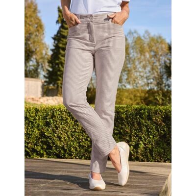 Avena Baumwoll-Seersucker-Hose - Beige/ Weiß - female - Size: 42 Avena Baumwoll-Seersucker-Hose - Beige/ Weiß - female - Size: 42