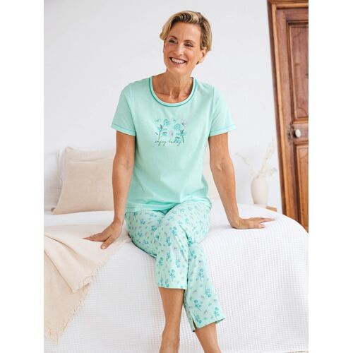 Avena Baumwoll-Schlafanzug Pastellblüte - Mintgrün - female - Size: 44