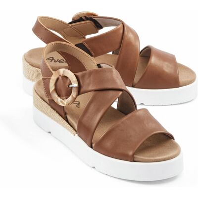 Avena Hallux-Klettsandale Keilabsatz - Cognac - female - Size: 41 Avena Hallux-Klettsandale Keilabsatz - Cognac - female - Size: 41