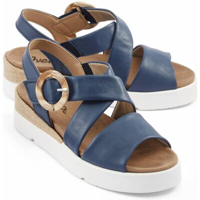 Avena Hallux-Klettsandale Keilabsatz - Blau - female - Size: 37 Avena Hallux-Klettsandale Keilabsatz - Blau - female - Size: 37