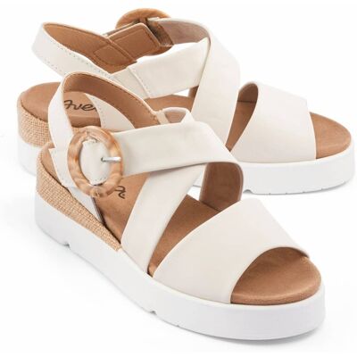 Avena Hallux-Klettsandale Keilabsatz - Beige - female - Size: 42 Avena Hallux-Klettsandale Keilabsatz - Beige - female - Size: 42