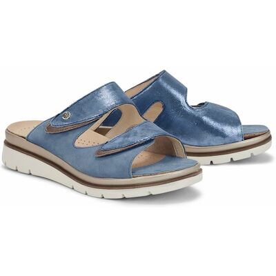 Fidelio-Hallux Klettpantolette - Blau glänzend - female - Size: 37 Fidelio-Hallux Klettpantolette - Blau glänzend - female - Size: 37