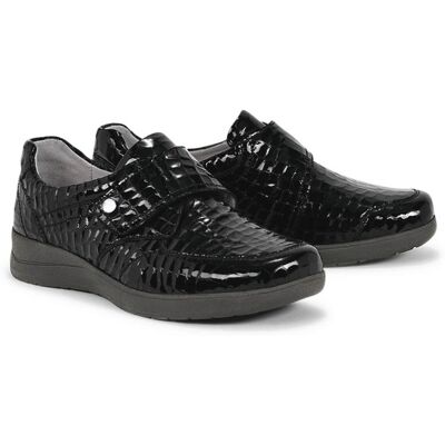 Avena Hallux-Klettschuh Komforweite - Schwarz-Lack - female - Size: 42 Avena Hallux-Klettschuh Komforweite - Schwarz-Lack - female - Size: 42