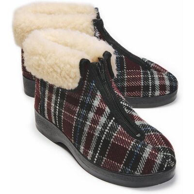 OrtoMed Reißverschluss-Hausschuh Thermo - Bordeauxkariert - female - Size: 41 OrtoMed Reißverschluss-Hausschuh Thermo - Bordeauxkariert - female - Size: 41