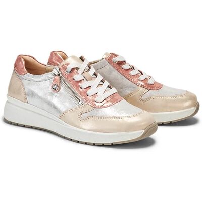 Fidelio Hallux-Sneaker Reißverschluss - Beige glänzend - female - Size: 38.5 Fidelio Hallux-Sneaker Reißverschluss - Beige glänzend - female - Size: 38.5