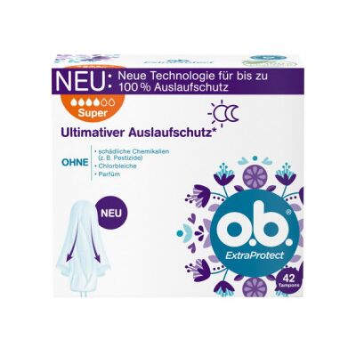 o.b. ExtraProtect Super Tampons - Tampons für starke Tage mit Dynamic Fit und extra Flügeln o.b. ExtraProtect Super Tampons - Tampons für starke Tage mit Dynamic Fit und extra Flügeln