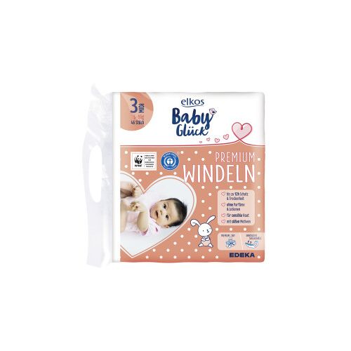 elkos Baby Premium Glück Windeln 3 Midi 5-9KG 46ST