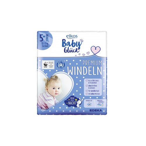 elkos Babyglück Premium Windeln 5+ Junior 12-17KG 34ST