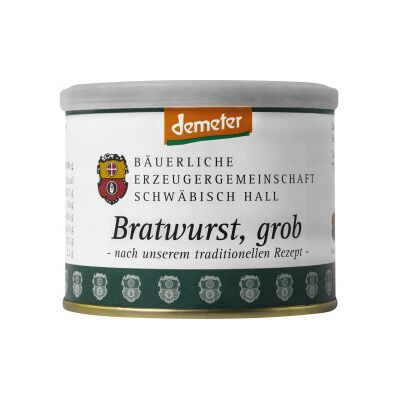 Bäuerliche Erzeugergemeinschaft Schwäbisch Hall Bäuerliche EZG Schwäbisch Hall Demeter Bratwurst grob 200G Bäuerliche Erzeugergemeinschaft Schwäbisch Hall Bäuerliche EZG Schwäbisch Hall Demeter Bratwurst grob 200G
