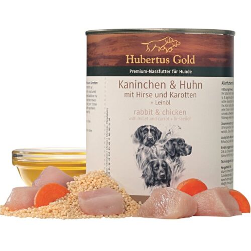 Hubertus Gold Premium-Nassfutter Kaninchen & Huhn mit Hirse und Karotten + Leinöl 800g