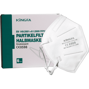 Kingfa KF-A-F10 FFP2 NR Maske - 1er (6er Box) CE0598 Partikelfilter Halbmaske, ohne Ventil