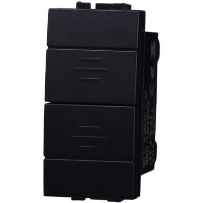 Ettroit Ln1204 Doppelter Verriegelungsschalter Nach Oben Und Unten, 10 A, Schwarze Farbe, Kompatibel Mit Bticino Living International Ettroit Ln1204 Doppelter Verriegelungsschalter Nach Oben Und Unten, 10 A, Schwarze Farbe, Kompatibel Mit Bticino Living International