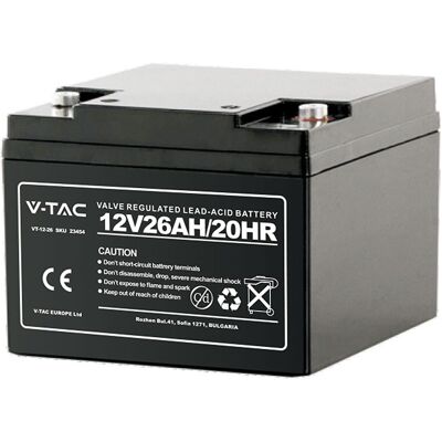 V-TAC VT-12-26 Batterie - 12V 26Ah für USV, Alarm, CCTV V-TAC VT-12-26 Batterie - 12V 26Ah für USV, Alarm, CCTV