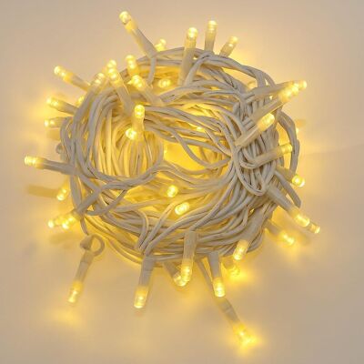 Ettroit 100 Led-Lichterkette, 10 M, Gelbes Licht, Weißes Kabel, Ip65, Ausziehbar, Blitzeffekt, Weihnachtsgirlande, Geschäfte, Balkon Ettroit 100 Led-Lichterkette, 10 M, Gelbes Licht, Weißes Kabel, Ip65, Ausziehbar, Blitzeffekt, Weihnachtsgirlande, Geschäfte, Balkon