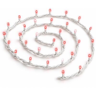 Ettroit 100 Led-Lichterkette, 10 M, Rotes Licht, Weißes Kabel, Ip65, Ausziehbar, Blitzeffekt, Weihnachtsgirlande, Geschäfte, Balkon Ettroit 100 Led-Lichterkette, 10 M, Rotes Licht, Weißes Kabel, Ip65, Ausziehbar, Blitzeffekt, Weihnachtsgirlande, Geschäfte, Balkon