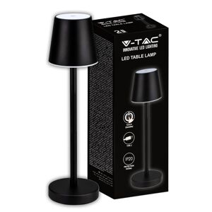 V-TAC LED-Tischlampe, 3 W, batteriebetrieben, wiederaufladbar, schwarze Farbe, USB C Touch, dimmbar, 4000 K, Restaurant-Tischleuchte für den Innenbereich, IP20 – 10194